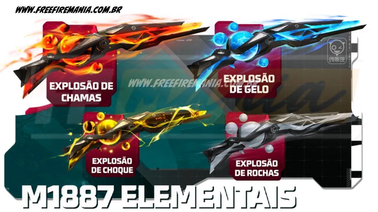 Free Fire: como conseguir M1887 Explosão de Chamas, M1887 Explosão de Gelo no novo Token Royale
