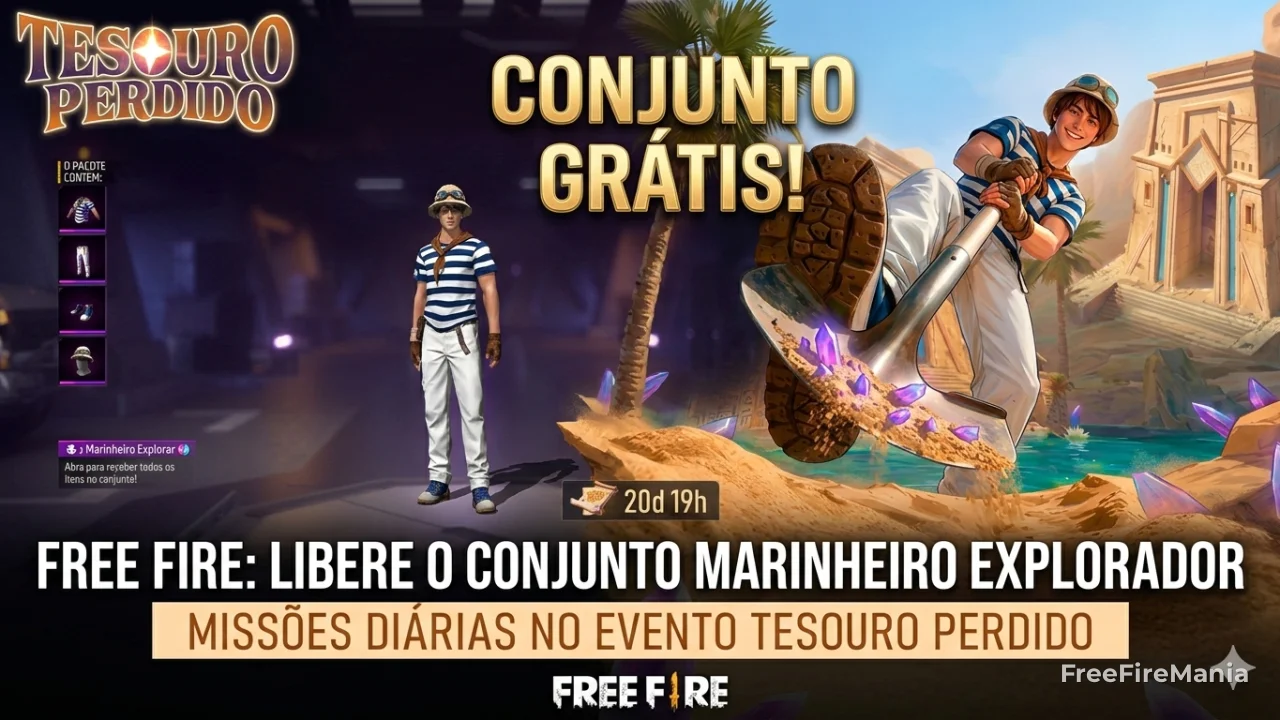 Free Fire libera Marinheiro Explorador grátis por tempo limitado