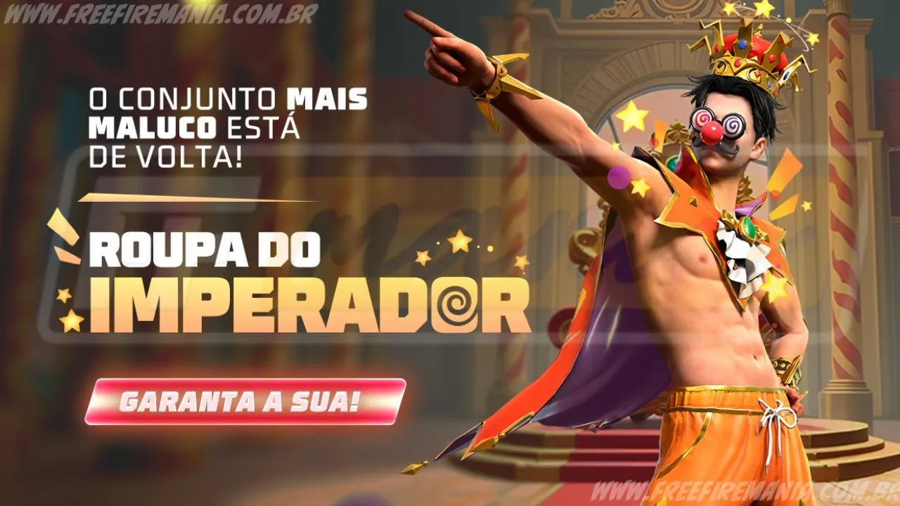 Free Fire: Conjunto - Nova Roupa do Imperadorㅤ no Torre de Tokens. Saiba tudo!
