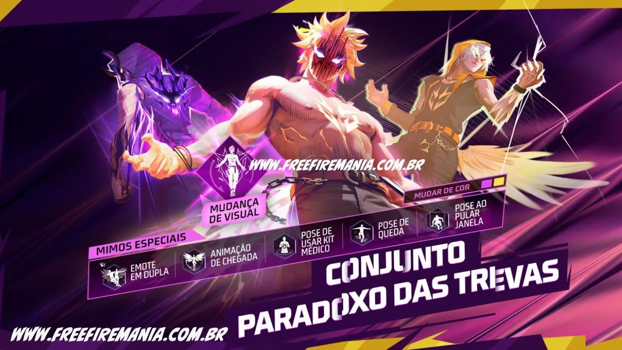 Free Fire: Conjunto Paradoxo das Trevas no Torre de Tokens. Saiba tudo!