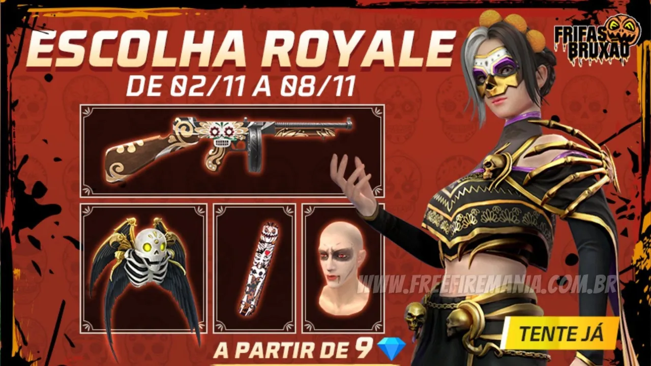 Free Fire Escolha Royale: Como conseguir o novo conjunto Imperatriz Calavera