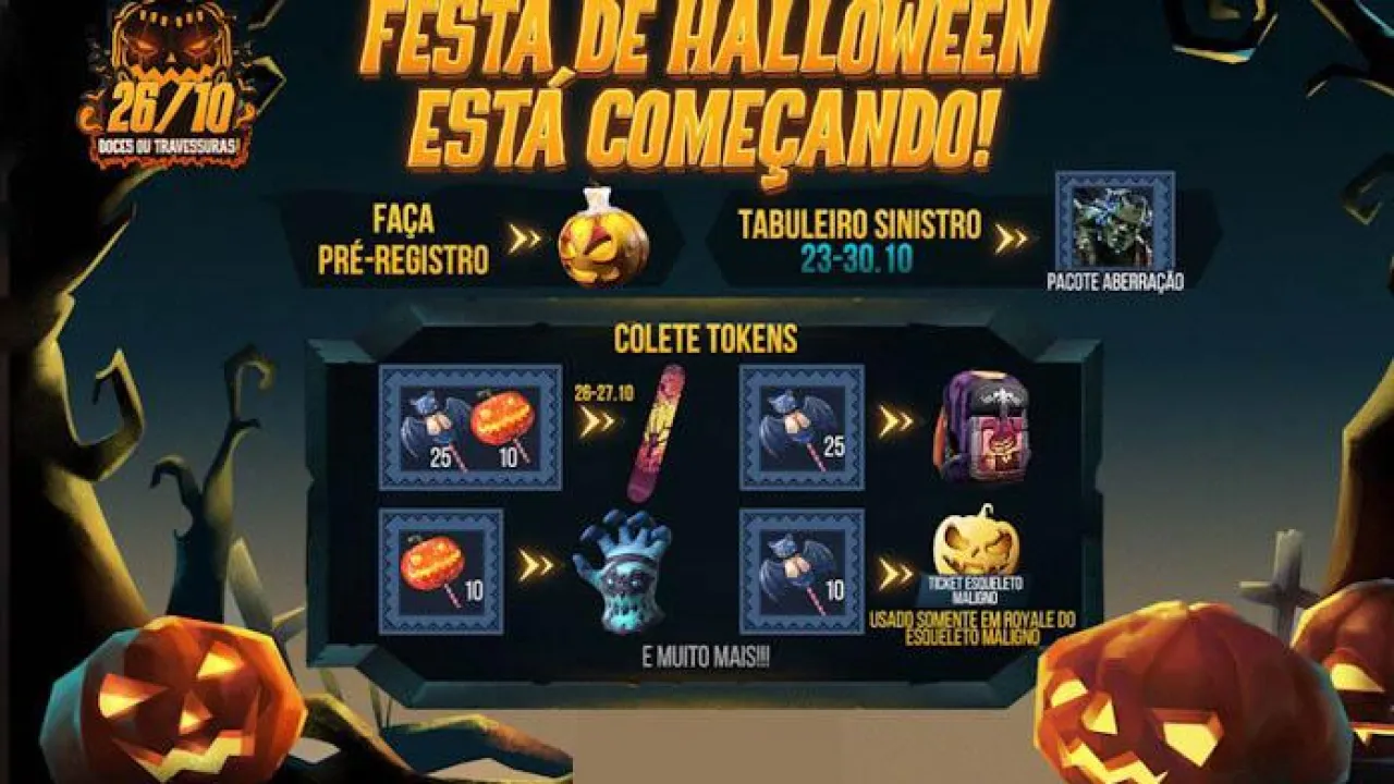 Free Fire Halloween - Evento com Trocas de Doces e Itens Exclusivos