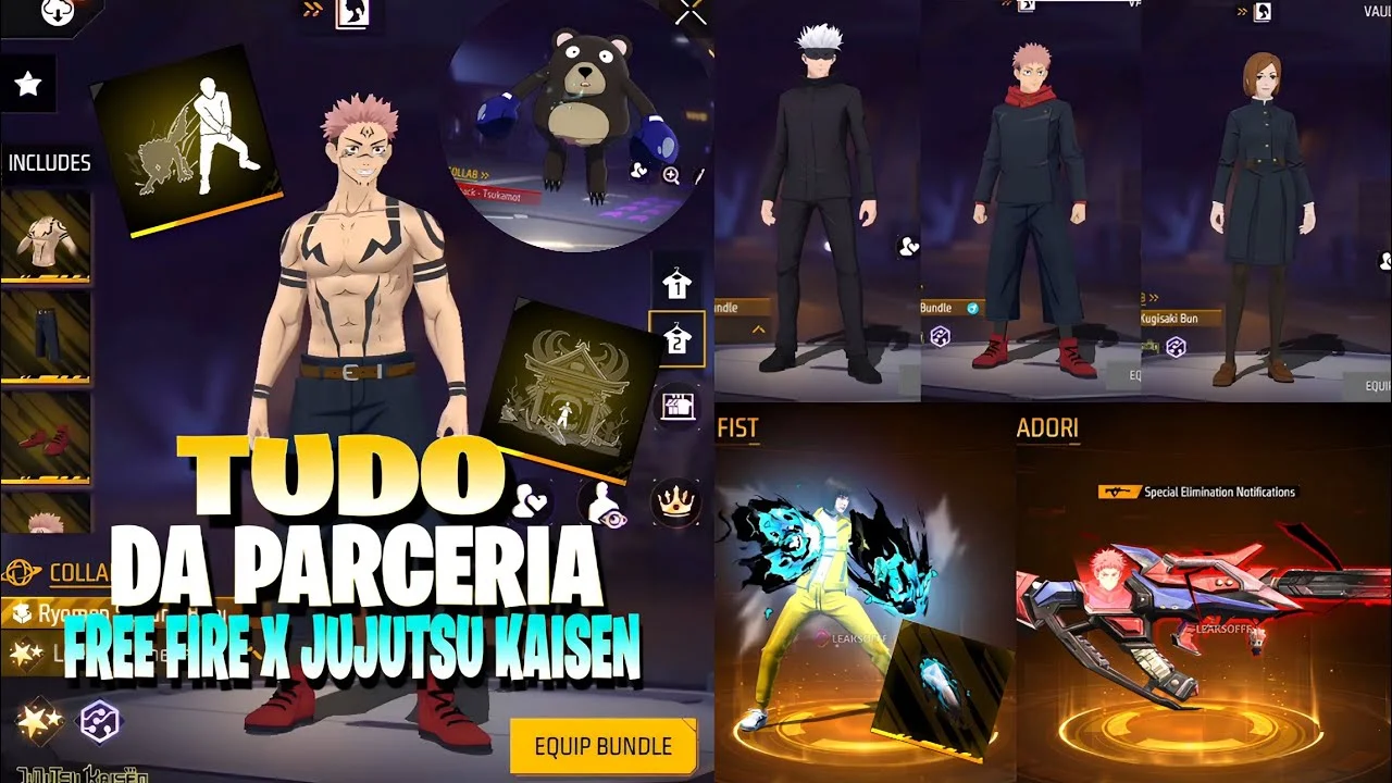 Free Fire lança evento Jujutsu Kaisen com mapa e recompensas