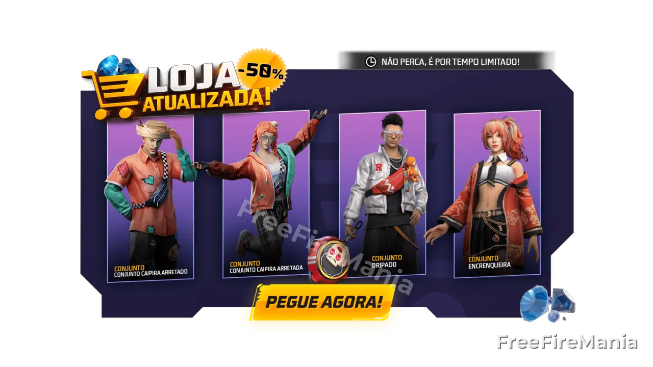 Loja do Free Fire muda novamente e adiciona Conjunto Caipira Arretado