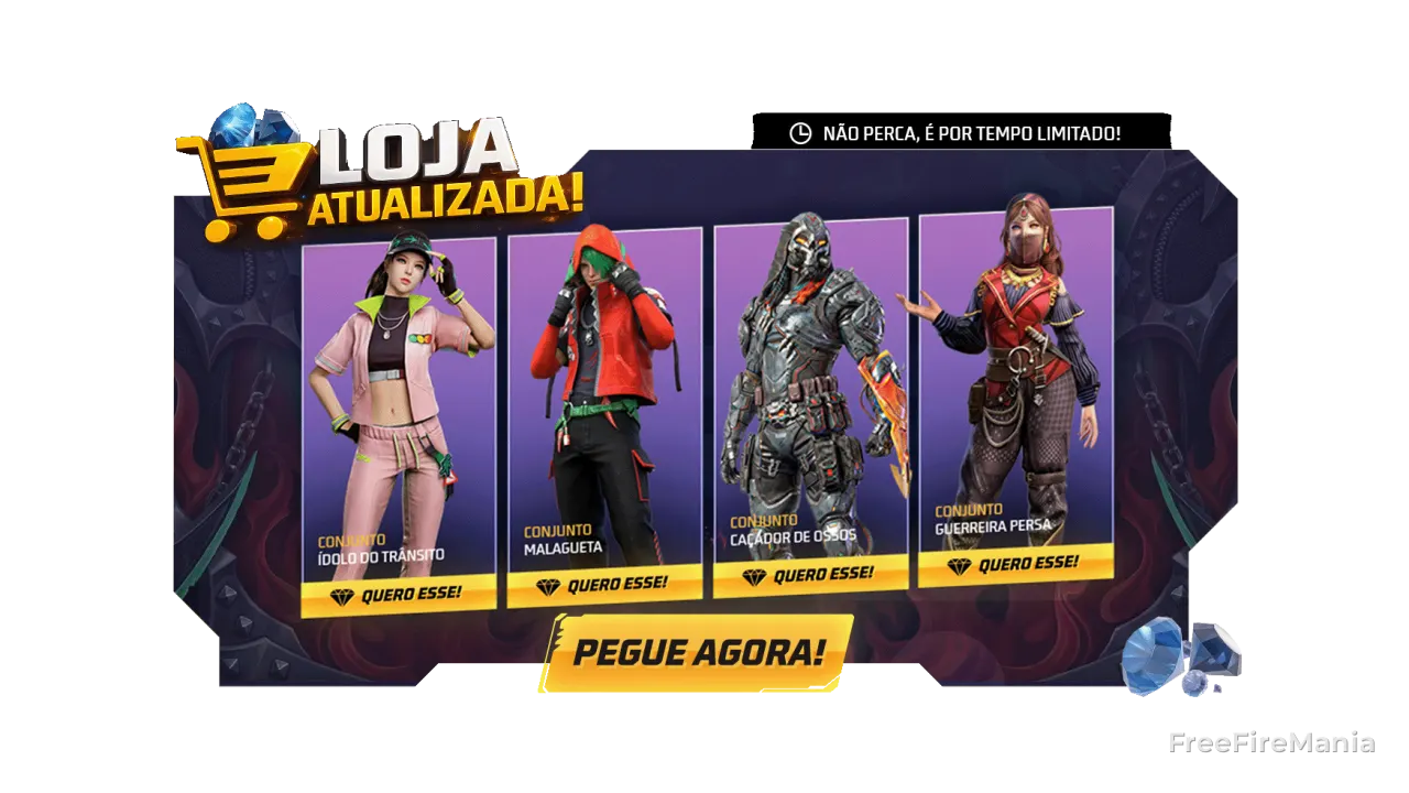 Nova loja do Free Fire traz Conjunto Caçador de Ossos e itens diretos; veja lista