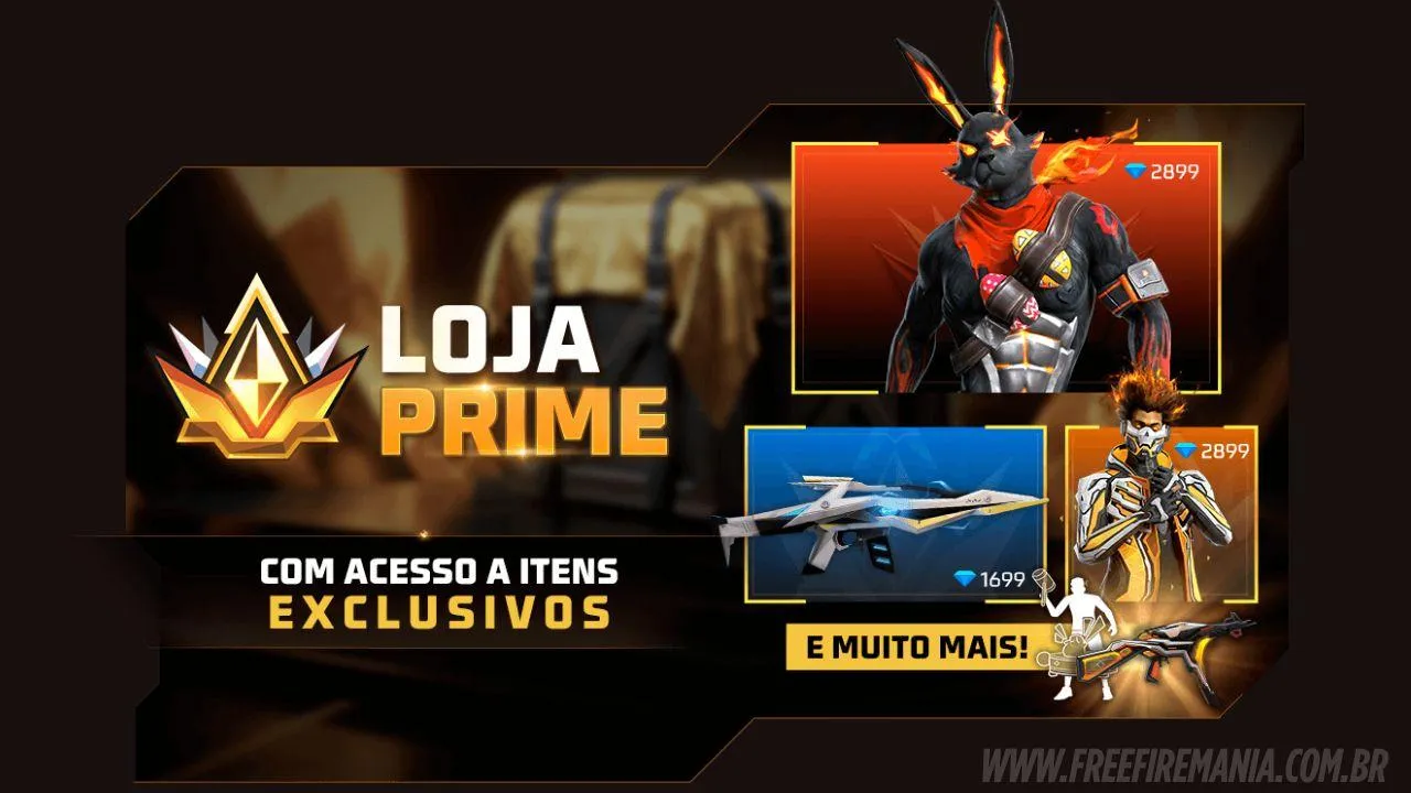 🔥 Free Fire Loja Prime Atualizada Setembro: Coelho Chamusca, XM8, UMP e mais