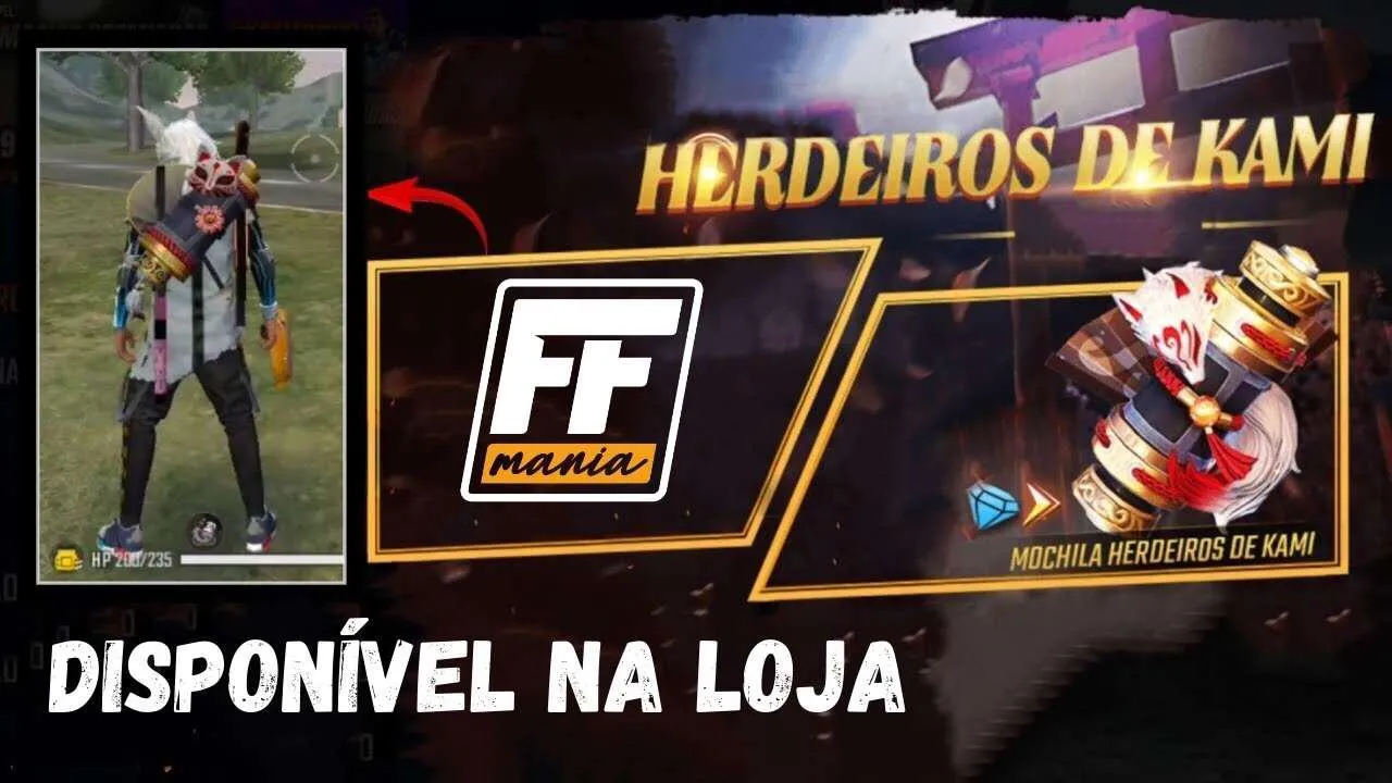 Free Fire: Mochila Herdeiros de Kami disponível na Loja do jogo
