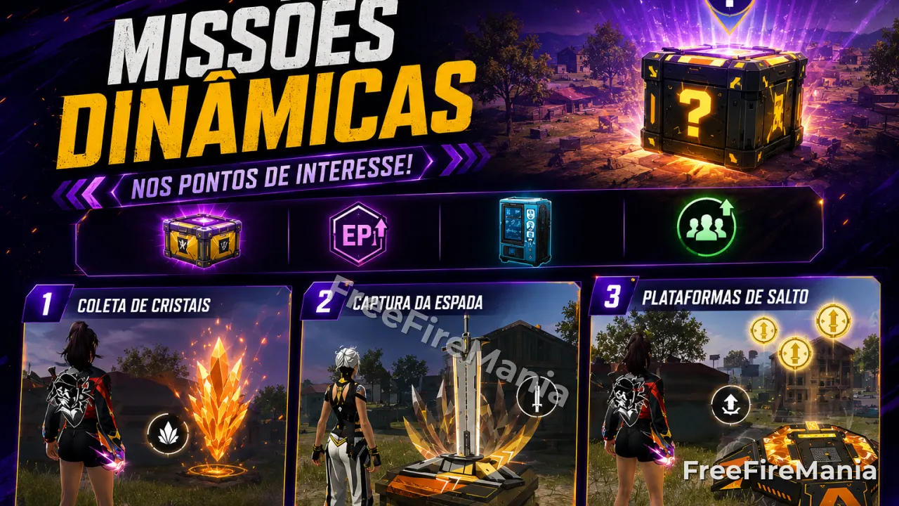 Atualização Free Fire junho 2026: versão OB54 terá missões dinâmicas no mapa