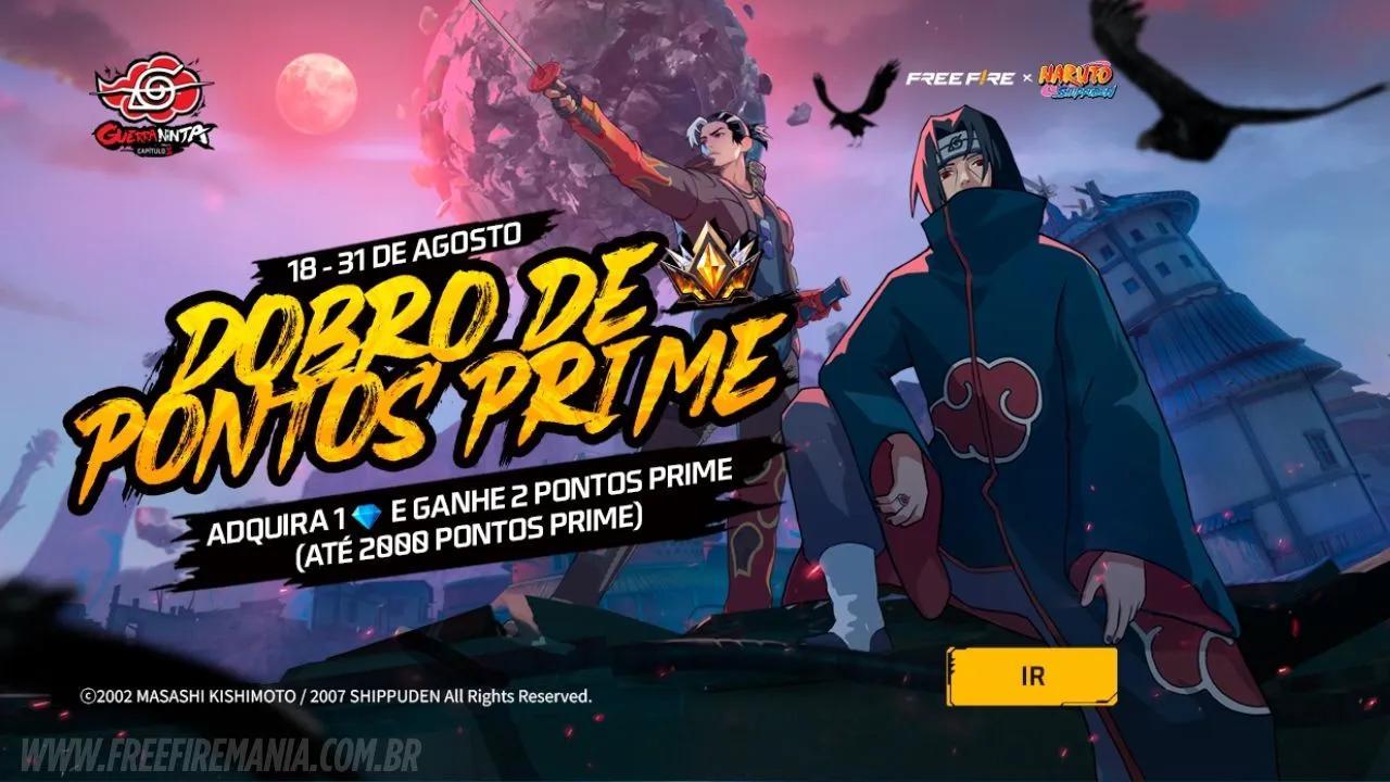 Free Fire Prime com Pontos em Dobro até 31 de agosto