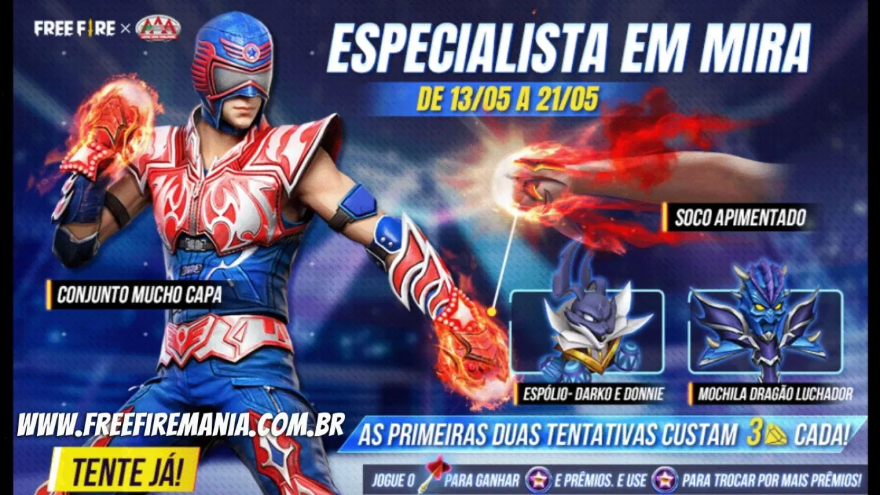 Free Fire recebe conjunto Mucho Capa e Punho Apimentado neste sábado; veja como pegar
