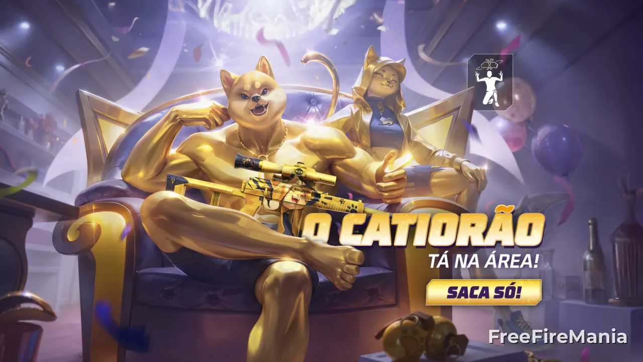 Novo Vira-Carta do Free Fire destaca Conjunto Catiorão de Ouro