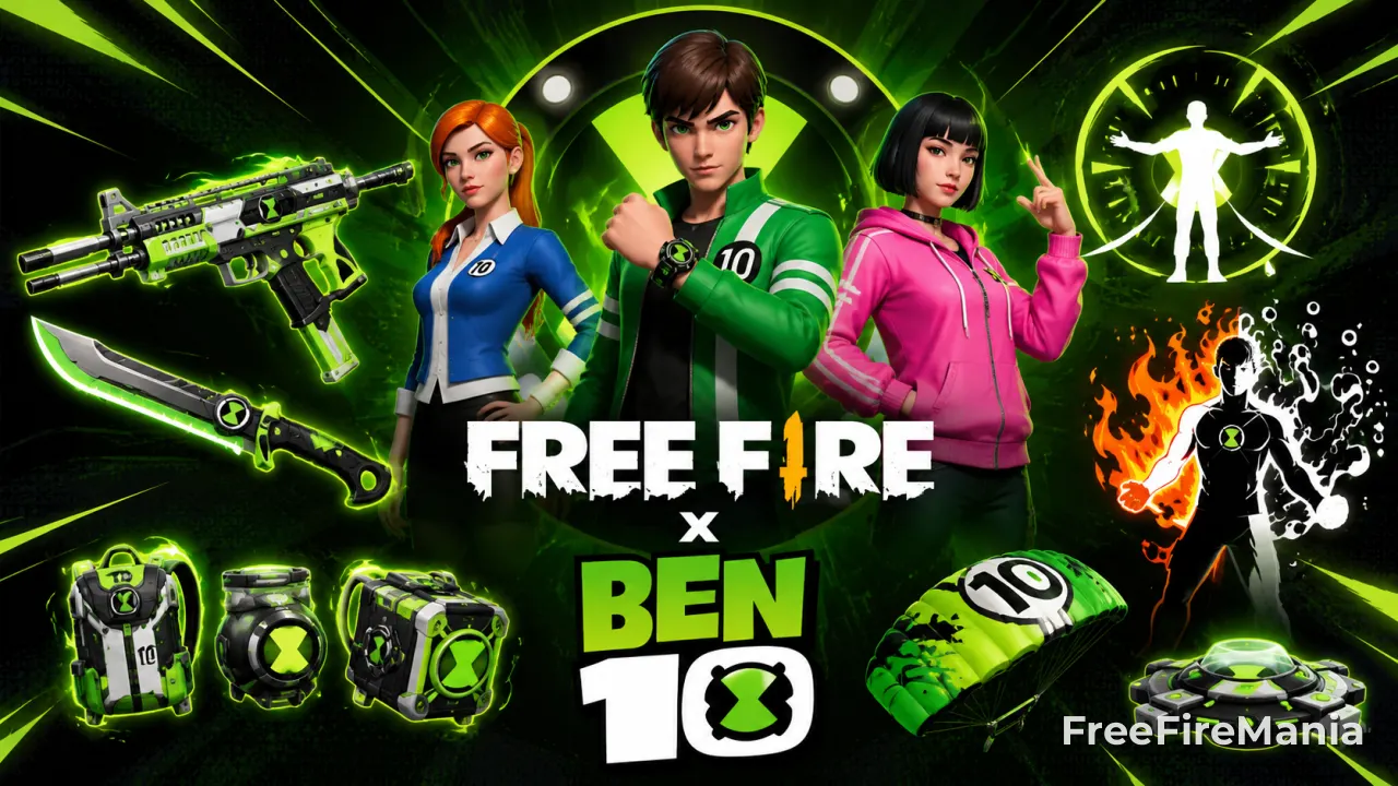 Free Fire x Ben 10 aparece na OB55 em novo vazamento