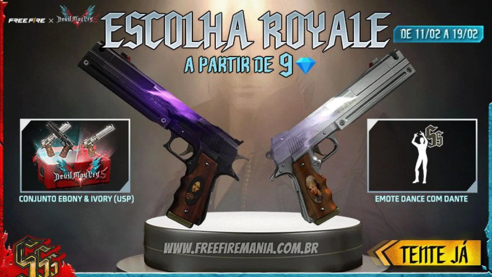 Free Fire x Devil May Cry: USP Ebony & Ivory chega ao jogo neste sábado (11)