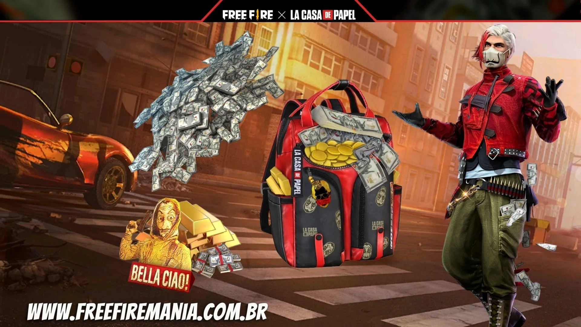 Free Fire x La Casa de Papel: itens gratuitos e Royale Especial disponível no sábado (11)