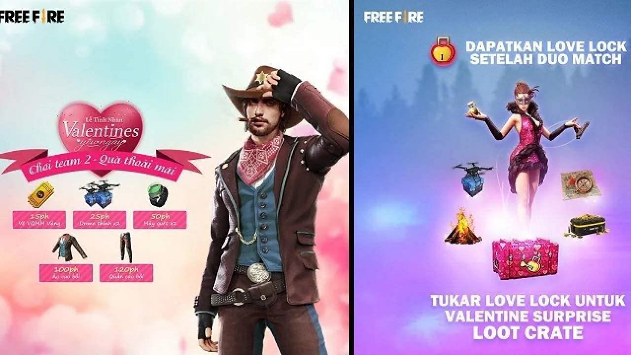 Ganhe Itens Grátis no Evento Bençãos de São Valentim - Free Fire