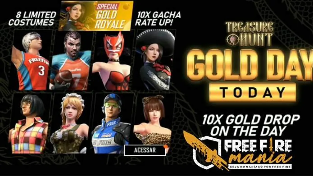 Garena traz o Ouro Royale Especial em Free Fire com pacotes antigos