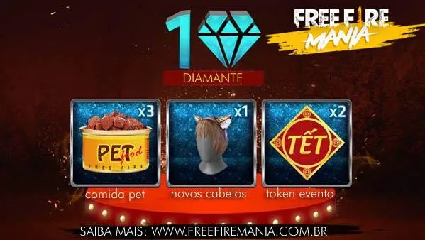Gaste 1 Diamante e Ganhe! Promoção de Free Fire de Janeiro/19