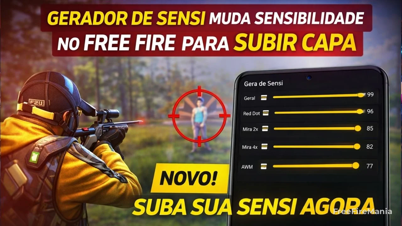 Gerador de Sensi muda sensibilidade no Free Fire para subir capa