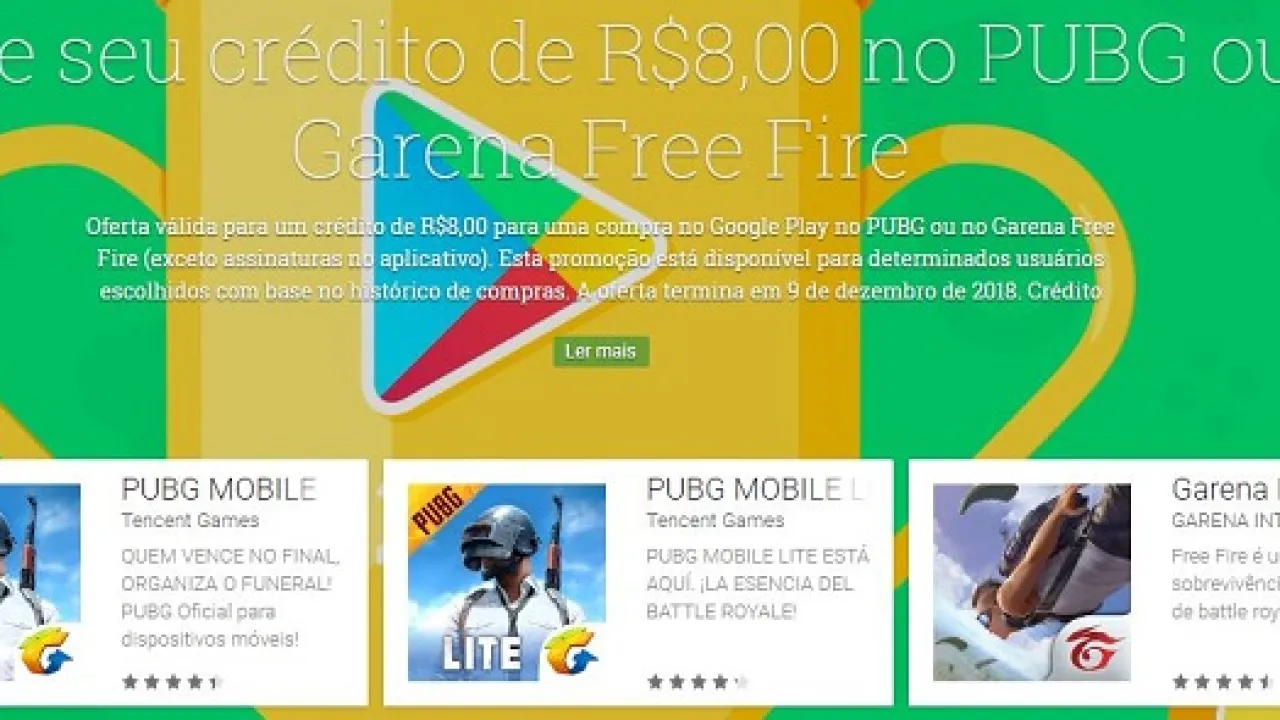 Google Play Disponibiliza Crédito de R$ 9 para Jogadores de Free Fire