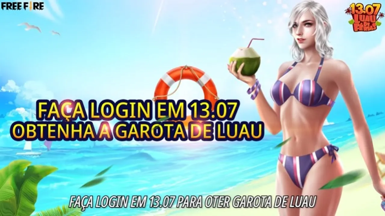 Grátis: Skin Feminina Garota de Luau para Free Fire