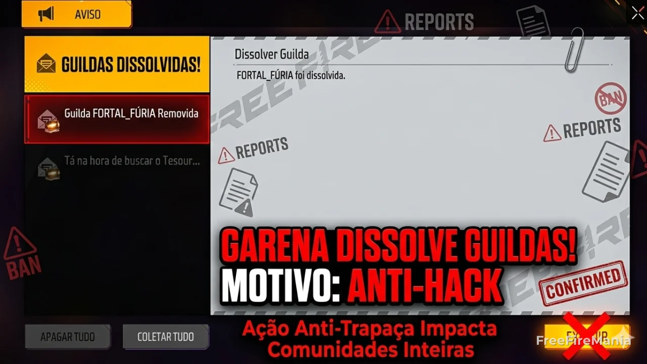 Garena dissolve guildas no Free Fire após varredura anti-hack