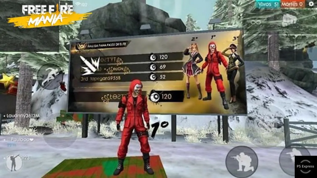 Exibição dos Três Colocados no Hall da Fama do Free Fire