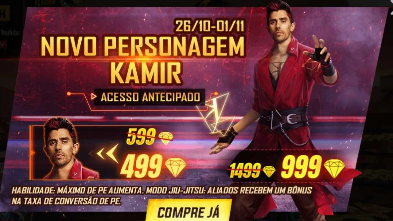 Kamir Free Fire: personagem disponível por 499 diamantes na loja