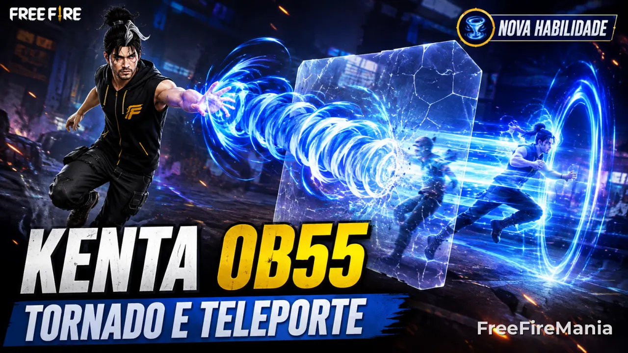 Kenta ganha Tornado e Teleporte na atualização OB55 do Free Fire