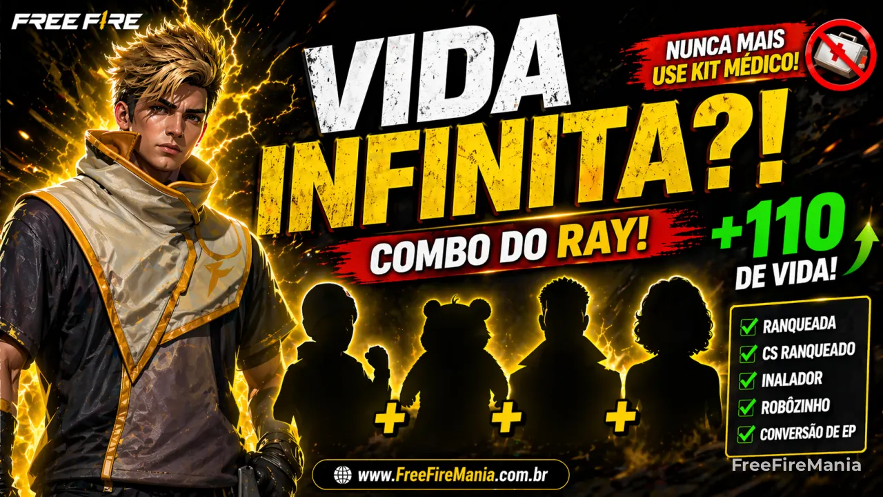 Melhor personagem Free Fire 2026: combo de vida infinita