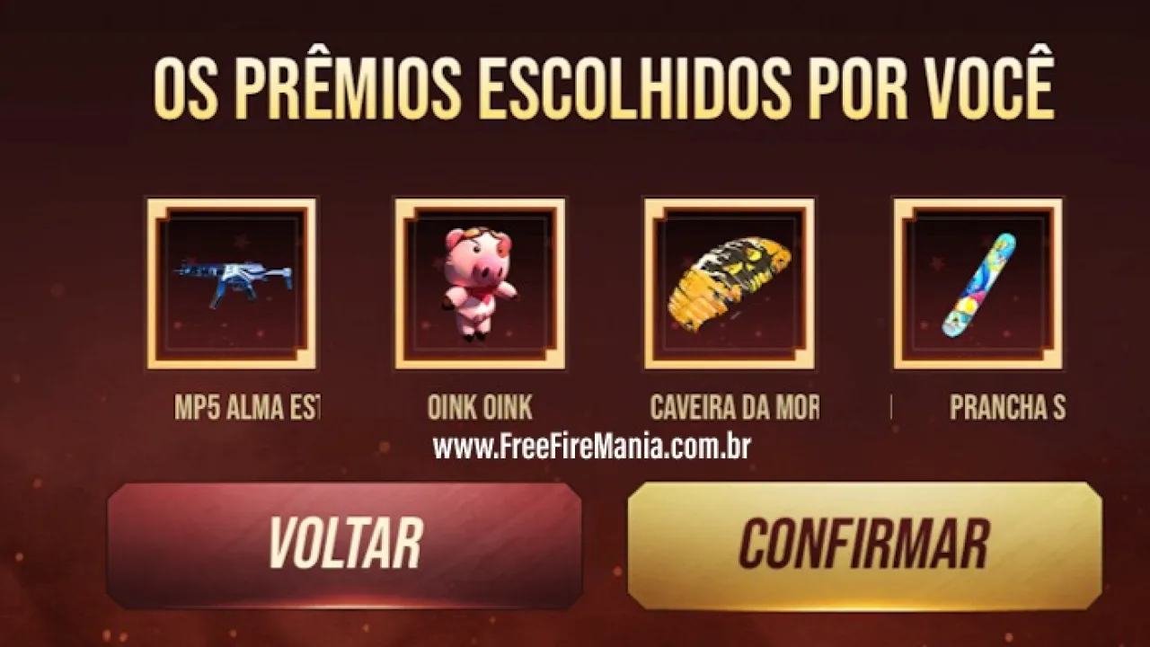 Mochilas, Armas, Paraquedas e Pranchas Grátis no Quadro dos Desejos do Free Fire