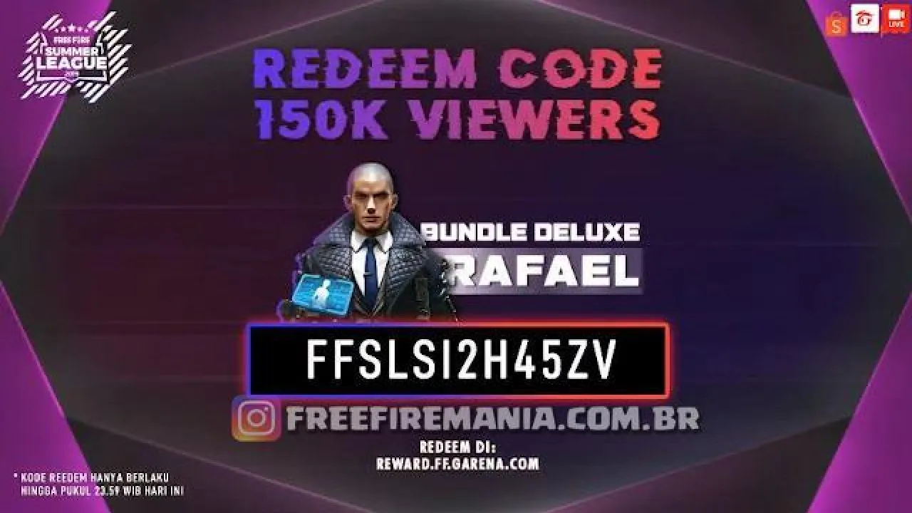 Código de Recompensa com o Personagem Rafael e Pacote DE LUXO Grátis no Free Fire Indonésia