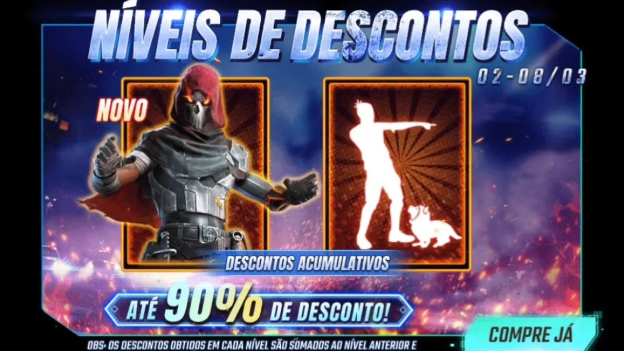 Níveis de Desconto Free Fire (FF): evento traz pacote Carrasco das Almas, veja como conseguir