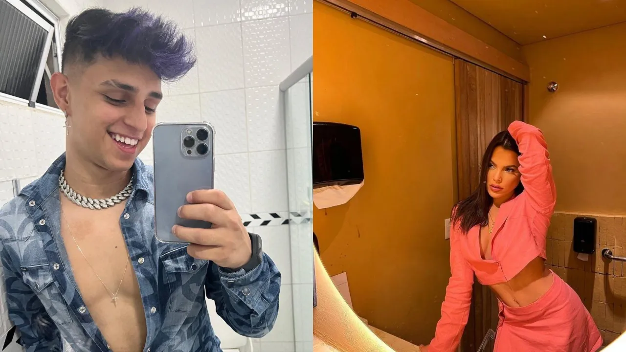 Nobru comemora em festa aos beijos com campeã do BBB Emilly Araújo