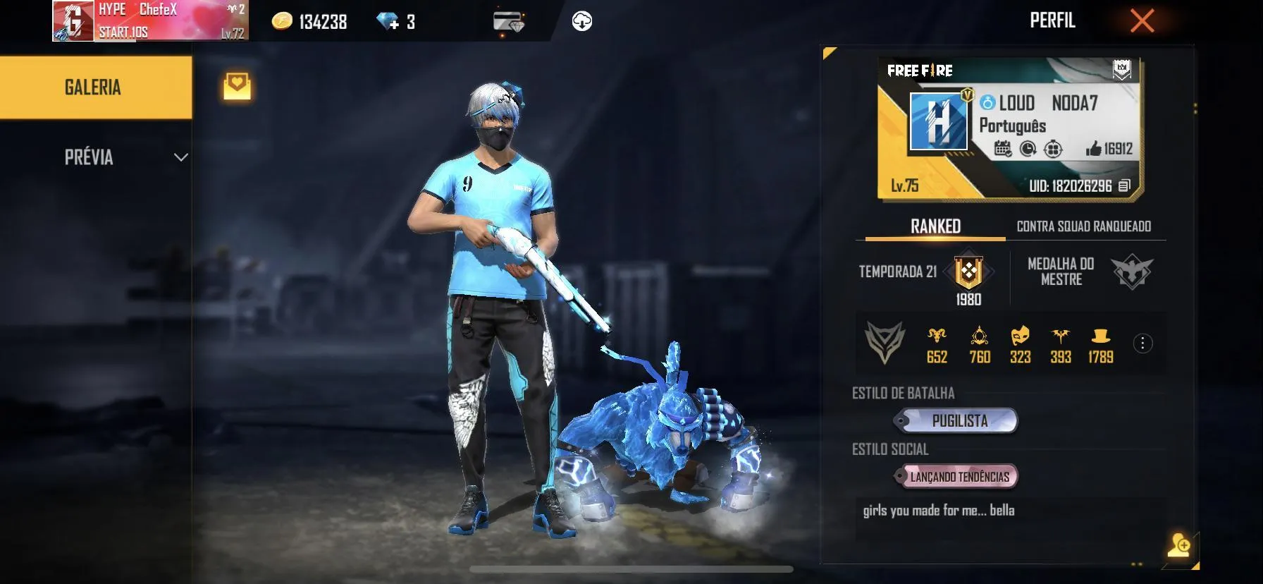 LOUD Noda: ID Free Fire, nome real, redes sociais, estatísticas e muito mais