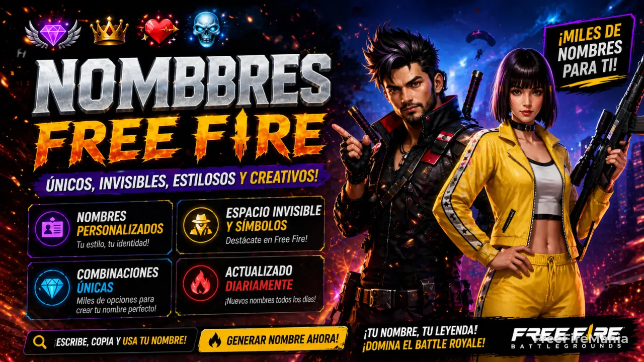 Nombres para Free Fire 2026 – +1 millón de nicks únicos para copiar