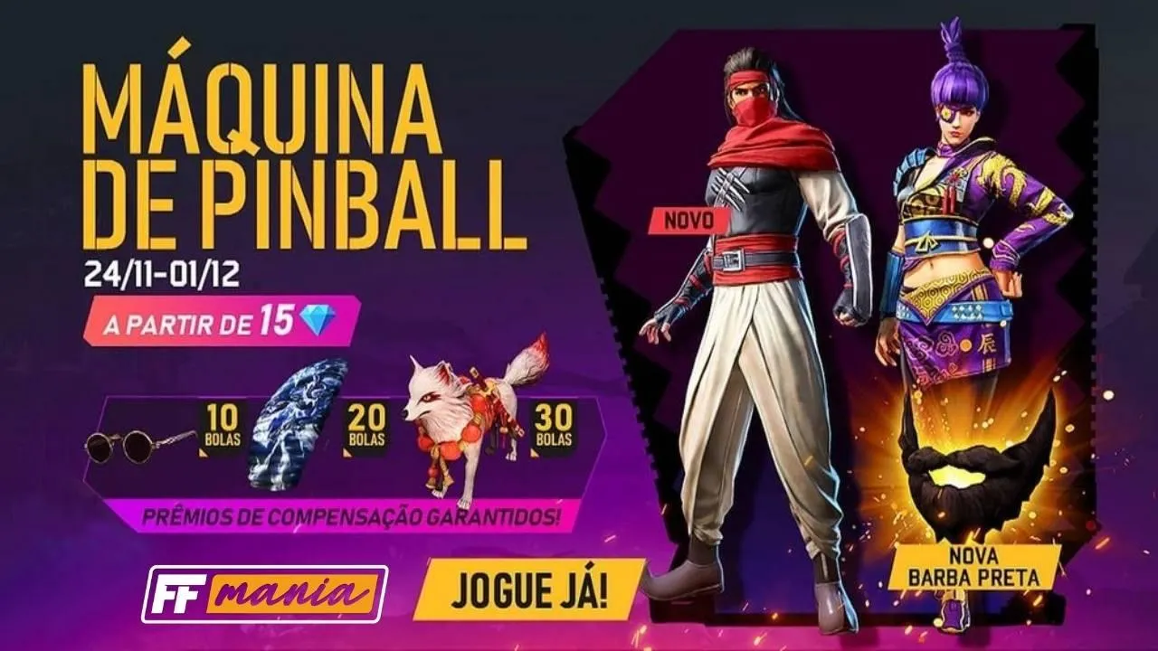 Barba Preta e Guerreiro Nômade disponíveis no “Máquina de Pinball” do Free Fire