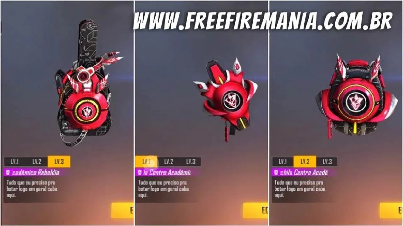 Nova Mochila Centro Acadêmico Rebeldia no Free Fire