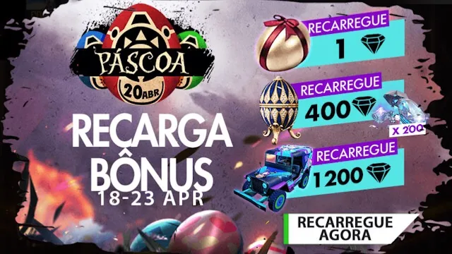 Novo Bônus em Recarga de Páscoa 2019 no Free Fire