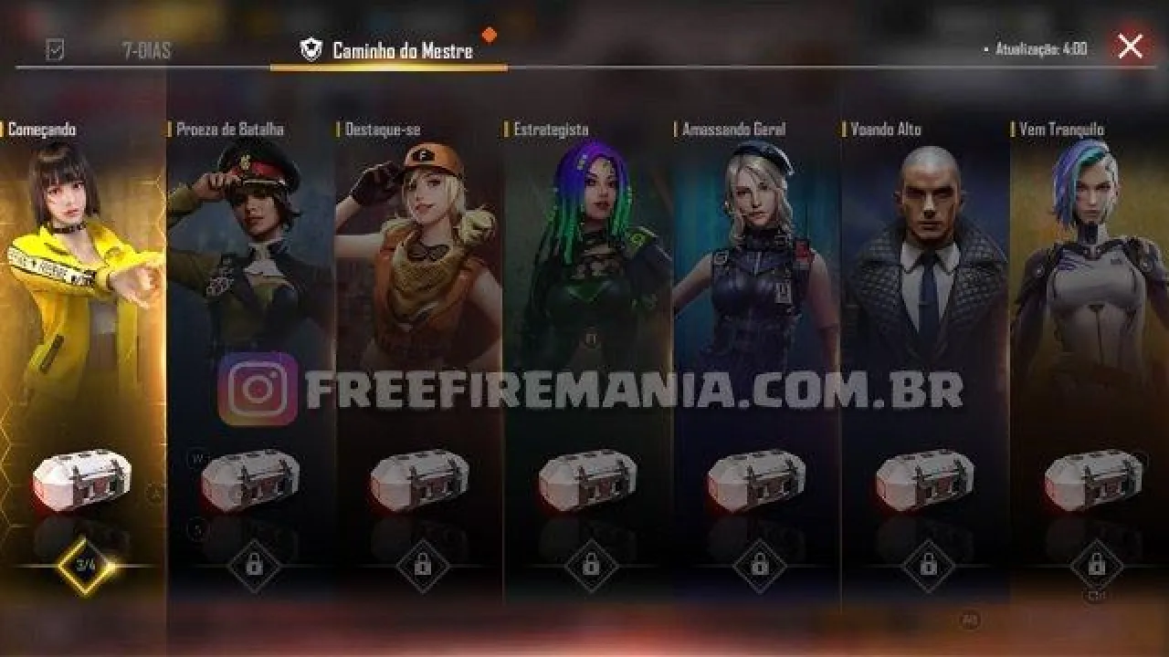 Novo Caminho do Mestre em Free Fire: Atualização de Agosto