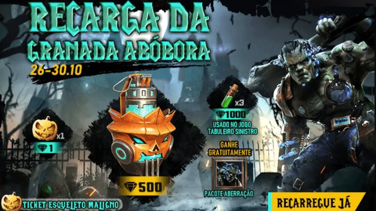 Novo Evento de Recarga da Granada Abóbora no Free Fire