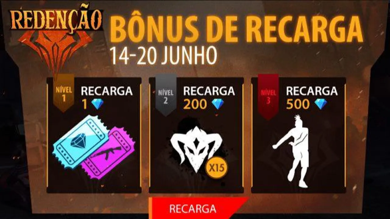 Novo Evento de Recarga no Free Fire: Ganhe Prêmios Exclusivos de 14 a 20 de Junho