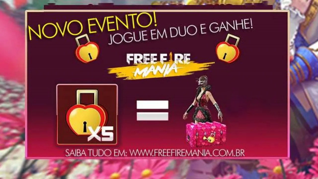 Novo Evento Festival do Amor: Colete Fechaduras de Coração em Free Fire