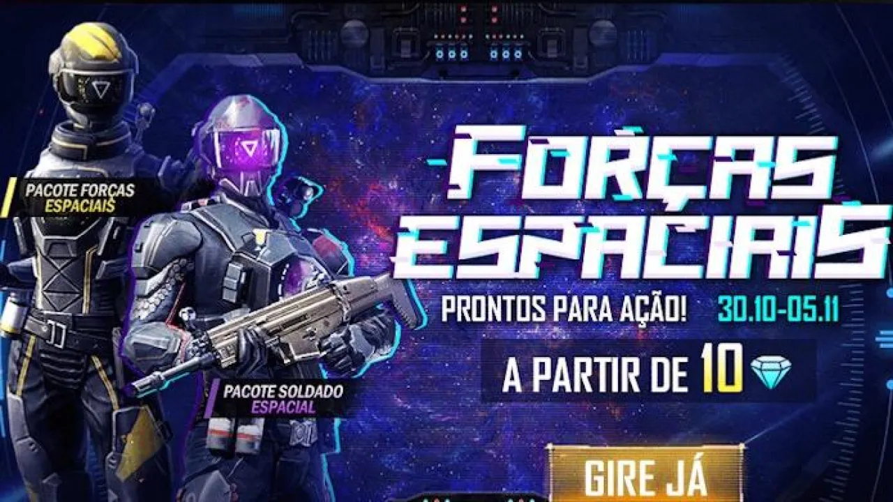 Evento Forças Espaciais Chega ao Free Fire com Novos Pacotes de Skins