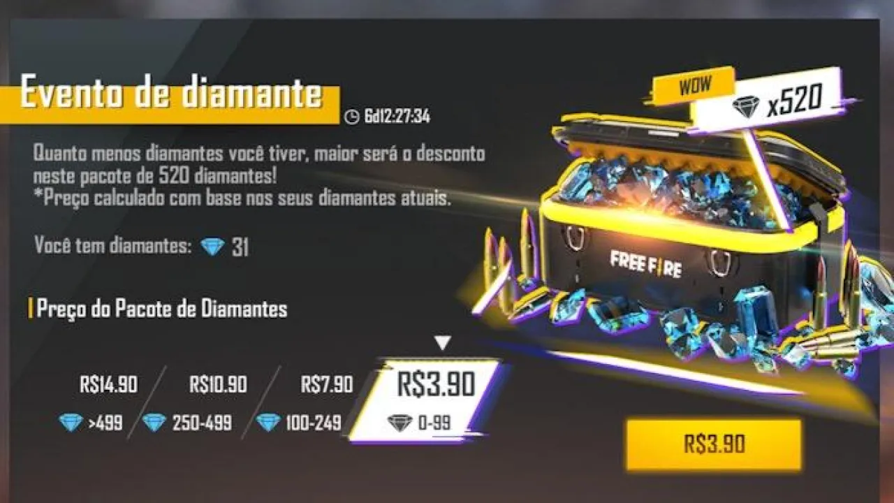 Novo Evento de Diamantes Baratos no Free Fire