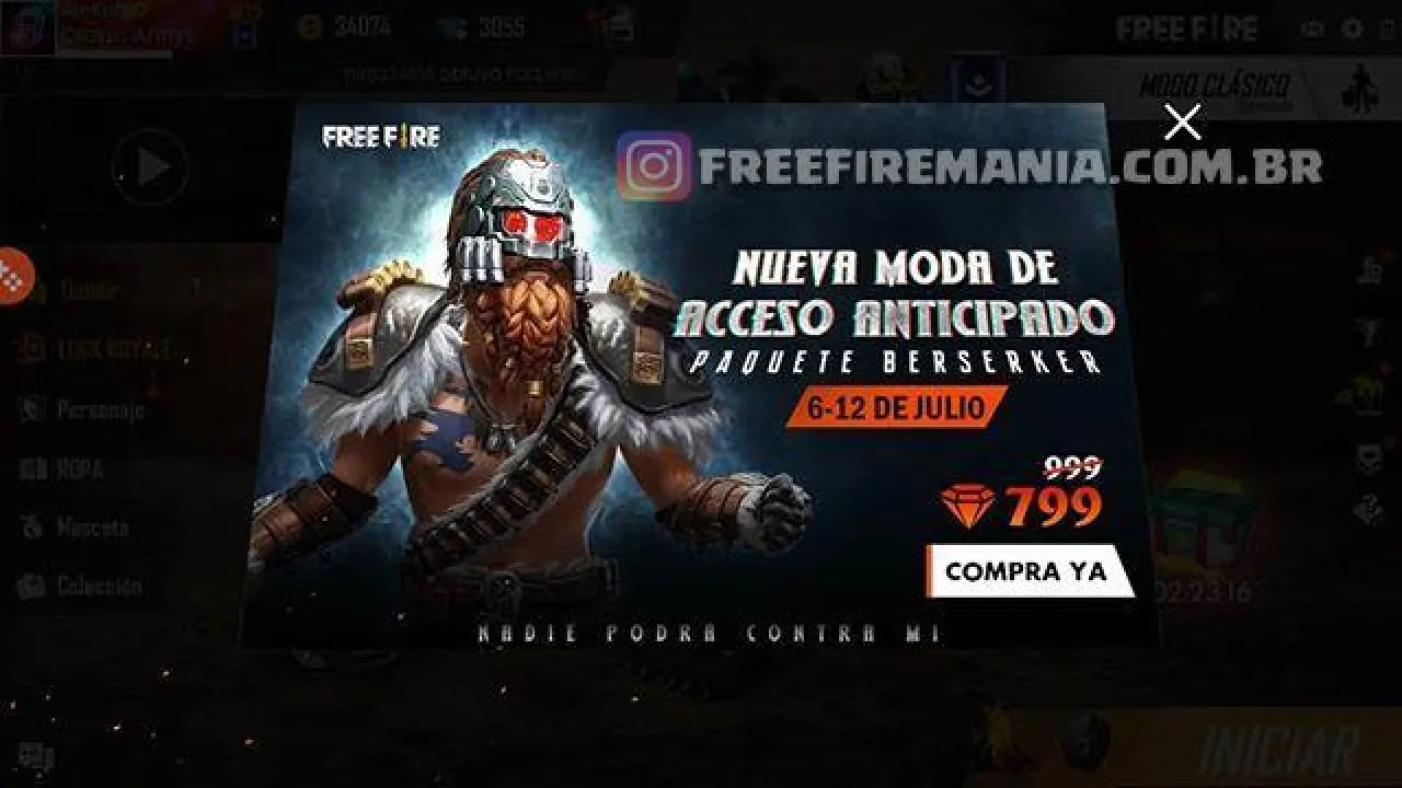 Skin Berserker chega à loja de Free Fire em servidores latinos