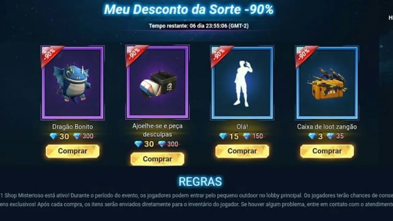 Nova Loja Misteriosa 1.0 do Free Fire: Itens com Descontos Atraentes