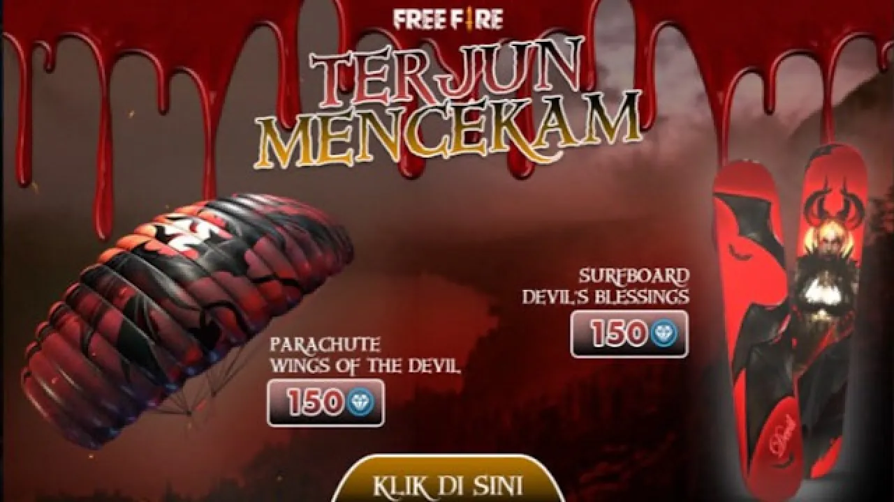 Novos Itens de Paraquedas e Prancha em Free Fire para Novembro