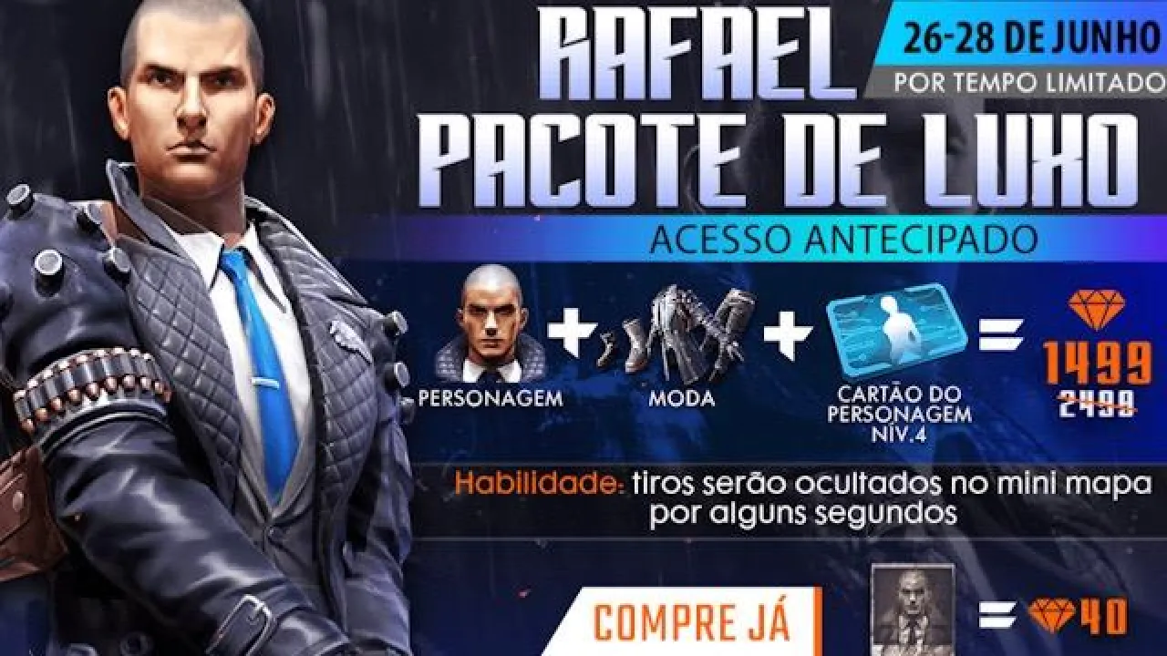 Novo Pacote de Luxo: Personagem Rafael Chega ao Free Fire