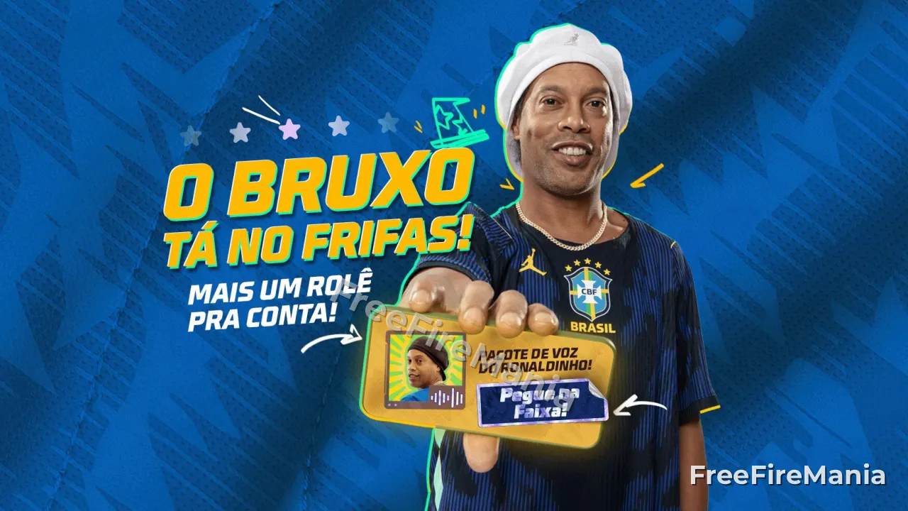 Pacote de Voz do Ronaldinho chega grátis ao Free Fire nesta quinta