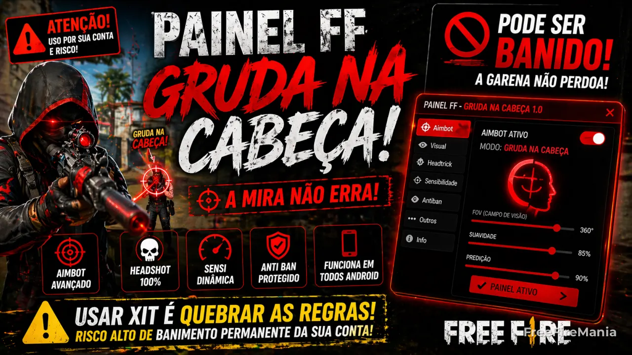 Painel FF que gruda na cabeça - headtrick Free Fire
